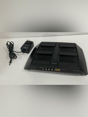NETGEAR Black Tri-Band WiFi Router with Power Adapter